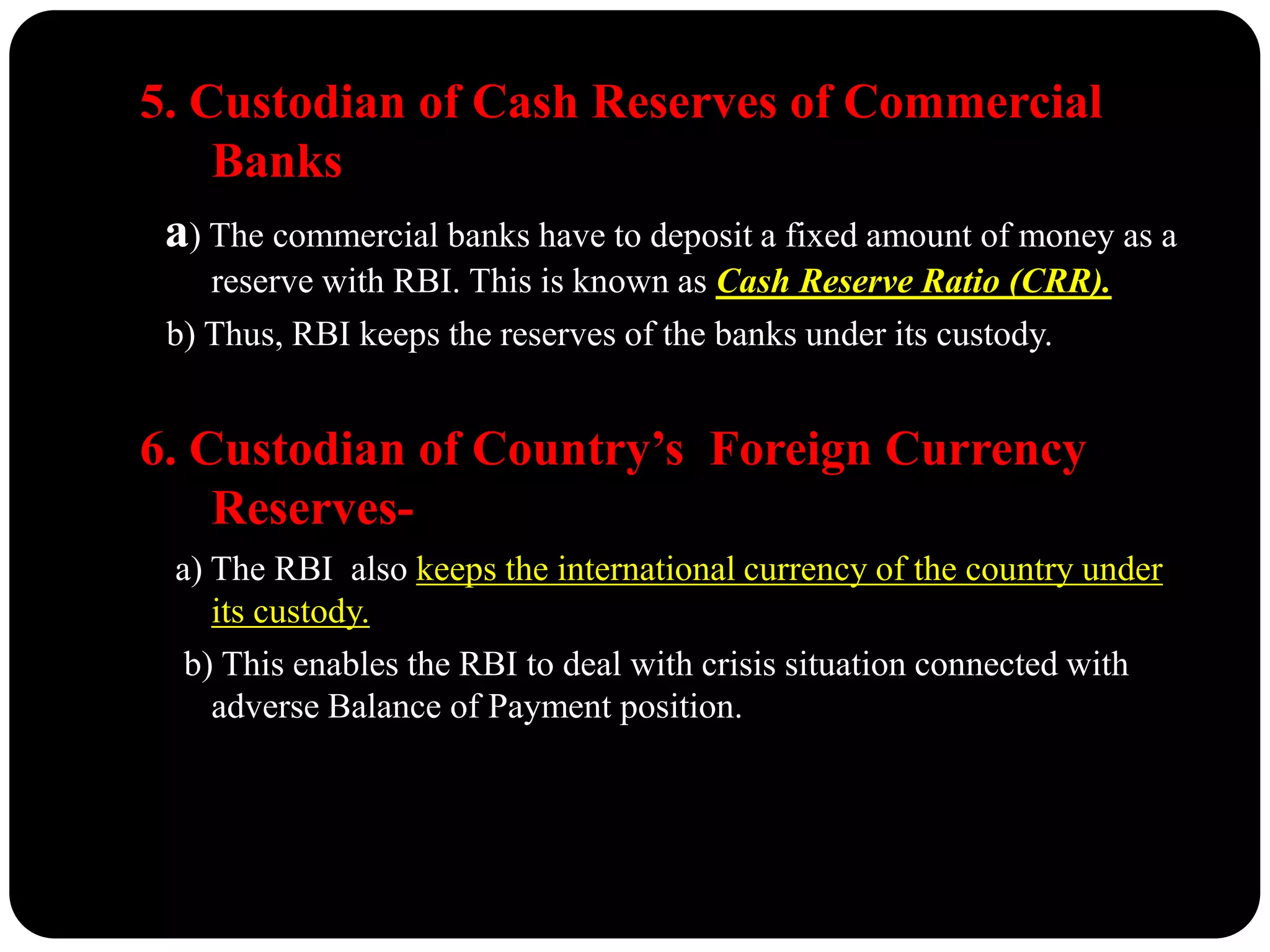 RBI - overview, roles and functions of RBI | PPT
