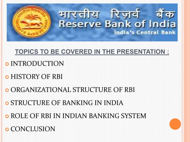 Role of RBI in Indian Banking System - ITT Presentation | PPTX ...