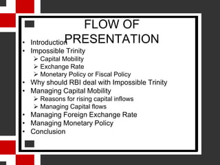 FLOW OF PRESENTATIONIntroductionImpossible TrinityCapital Mobility