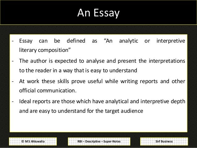 Essay precis writing comprehension and business/office correspondence