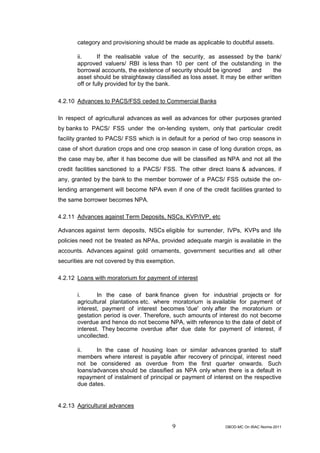 Rbi guidelines asset classifications july 2011 | PDF