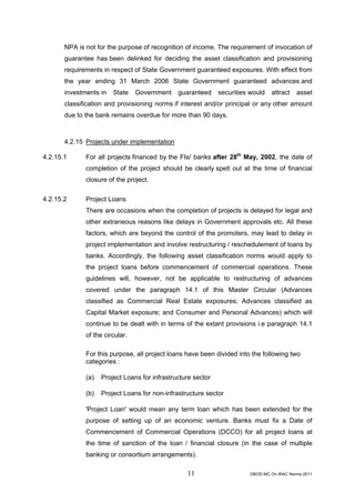 Rbi guidelines asset classifications july 2011 | PDF