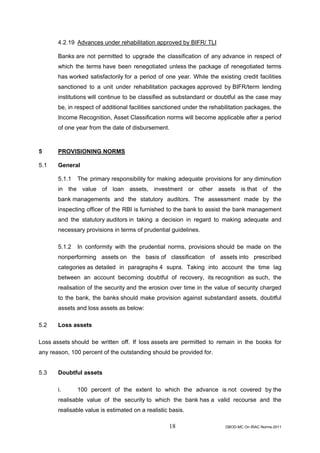 Rbi guidelines asset classifications july 2011 | PDF