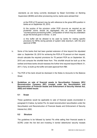 Rbi guidelines asset classifications july 2011 | PDF