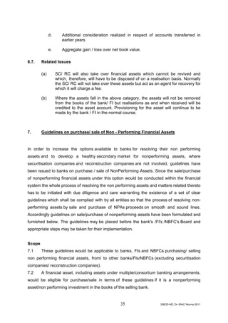 Rbi guidelines asset classifications july 2011 | PDF