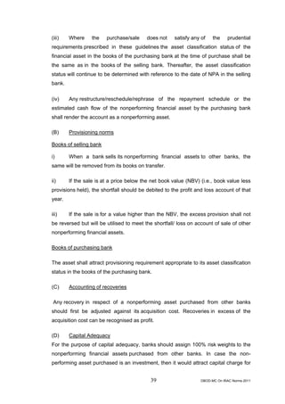 Rbi guidelines asset classifications july 2011 | PDF