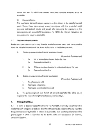 Rbi guidelines asset classifications july 2011 | PDF