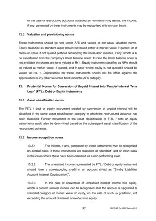 Rbi guidelines asset classifications july 2011 | PDF