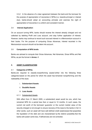 Rbi guidelines asset classifications july 2011 | PDF