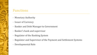 RBI & Its role in the Indian Banking Sector | PPTX