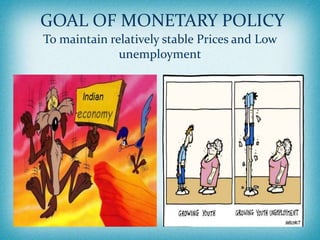 GOAL OF MONETARY POLICY
To maintain relatively stable Prices and Low
unemployment
 