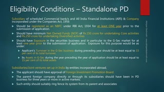 Eligibility Conditions – Standalone PD
Subsidiary of scheduled Commercial bank/s and All India Financial Institutions (AIF...