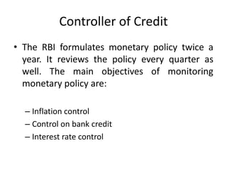 Rbi Credit Control Rates RBI Banking Insurance Services PPT | PPTX