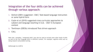 Cblt Approach Integrated Skills, Groupwork and Pairwork | PPTX