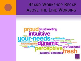 B RAND W ORKSHOP R ECAP
A BOVE THE L INE W ORDING
 