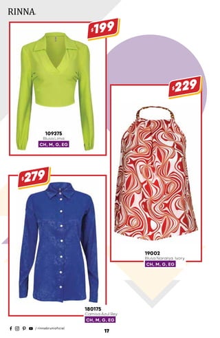 109375
Blusa Lima
CH, M, G, EG
$199
19002
Blusa Naranja, Ivory
CH, M, G, EG
$229
180175
Camisa Azul Rey
CH, M, G, EG
$279
17
 