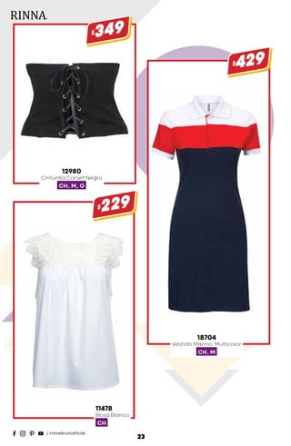 18704
Vestido Marino, Multicolor
CH, M
$429
12980
Cinturilla Corset Negro
CH, M, G
$349
11478
Blusa Blanco
CH
$229
23
 