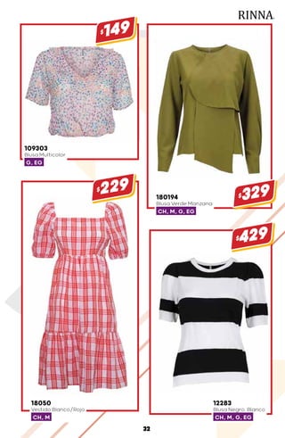 180194
Blusa Verde Manzana
CH, M, G, EG
$329
18050
Vestido Blanco/Rojo
CH, M
$229
109303
Blusa Multicolor
G, EG
$149
12283
Blusa Negro, Blanco
CH, M, G, EG
$429
32
 
