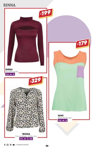 180206
Túnica Negro, Multicolor
CH, M, G, EG
$329
109361
Blusa Borgoña
CH, M, G
$199
15747
Blusa Multicolor
CH, M, G
$179
33
 