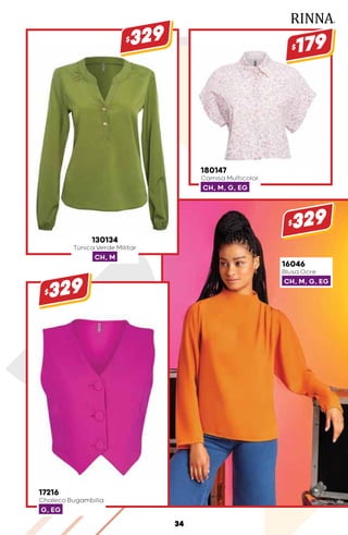 16046
Blusa Ocre
CH, M, G, EG
$329
130134
Túnica Verde Militar
CH, M
$329
17216
Chaleco Bugambilia
G, EG
$329
180147
Camisa Multicolor
CH, M, G, EG
$179
34
 