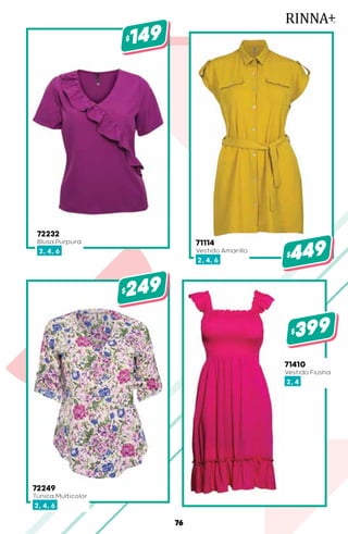 72249
Túnica Multicolor
2, 4, 6
$249
72232
Blusa Purpura
2, 4, 6
$149
71114
Vestido Amarillo
2, 4, 6
$449
71410
Vestido Fiusha
2, 4
$399
76
 