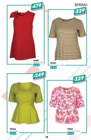 72267
Blusón Lila, Limón
2, 4, 6
$229
72261
Blusa Multicolor
2, 4, 6
$229
73421
Vestido Rojo
2, 4, 6
$479
72266
Blusa Apio
2, 4, 6
$249
78
 