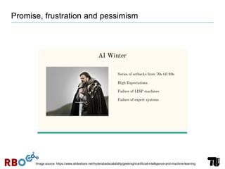 Promise, frustration and pessimism
Image source: https://www.slideshare.net/hyderabadscalability/geeknight-artificial-intelligence-and-machine-learning
 