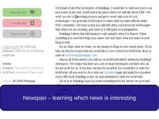 Newspan – learning which news is interesting
 