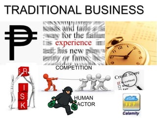 TRADITIONAL BUSINESS
COMPETITION
HUMAN
FACTOR
 