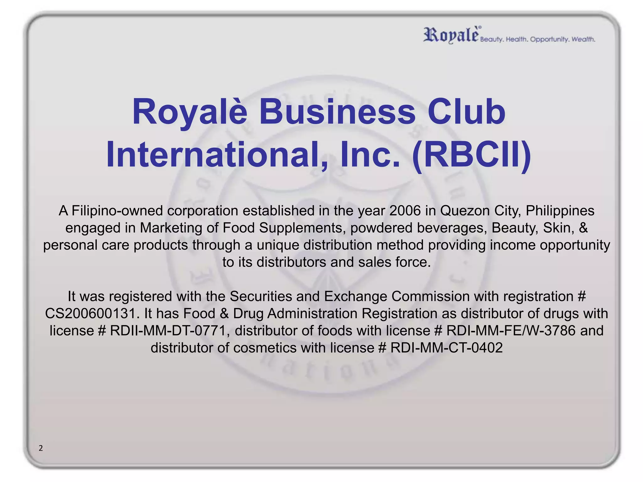 glutathione royale business club Royale Products - Royale Business