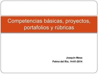 Competencias básicas, proyectos,
portafolios y rúbricas

Joaquín Mesa

Palma del Río, 14-01-2014

 