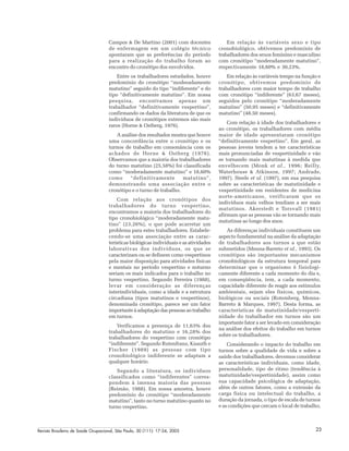 Revista Brasileira de Saúde Ocupacional, São Paulo, 30 (111): 17-24, 2005 23
Campos & De Martino (2001) com docentes
de enfermagem em um colégio técnico
apontaram que as preferências do período
para a realização do trabalho foram ao
encontro do cronótipo dos envolvidos.
Entre os trabalhadores estudados, houve
predomínio do cronótipo “moderadamente
matutino” seguido do tipo “indiferente” e do
tipo “definitivamente matutino”. Em nossa
pesquisa, encontramos apenas um
trabalhador “definitivamente vespertino”,
confirmando os dados da literatura de que os
indivíduos de cronótipos extremos são mais
raros (Horne & Ostberg, 1976).
A análise dos resultados mostra que houve
uma concordância entre o cronótipo e os
turnos de trabalho em consonância com os
achados de Horne & Ostberg (1976).
Observamos que a maioria dos trabalhadores
do turno matutino (25,58%) foi classificada
como “moderadamente matutino” e 18,60%
como “definitivamente matutino”,
demonstrando uma associação entre o
cronótipo e o turno de trabalho.
Com relação aos cronótipos dos
trabalhadores do turno vespertino,
encontramos a maioria dos trabalhadores do
tipo cronobiológico “moderadamente matu-
tino” (23,26%), o que pode acarretar um
problema para estes trabalhadores. Estabele-
cendo-se uma associação entre as carac-
terísticas biológicas individuais e as atividades
laborativas dos indivíduos, os que se
caracterizam ou se definem como vespertinos
pela maior disposição para atividades físicas
e mentais no período vespertino e noturno
seriam os mais indicados para o trabalho no
turno vespertino. Segundo Ferreira (1988),
levar em consideração as diferenças
interindividuais, como a idade e a estrutura
circadiana (tipos matutinos e vespertinos),
denominada cronótipo, parece ser um fator
importante à adaptação das pessoas ao trabalho
em turnos.
Verificamos a presença de 11,63% dos
trabalhadores do matutino e 16,28% dos
trabalhadores do vespertino com cronótipo
“indiferente”. Segundo Rutenfranz, Knauth e
Fischer (1989) as pessoas com tipo
cronobiológico indiferente se adaptam a
qualquer horário.
Segundo a literatura, os indivíduos
classificados como “indiferentes” corres-
pondem à imensa maioria das pessoas
(Reimão, 1988). Em nossa amostra, houve
predomínio do cronótipo “moderadamente
matutino”, tanto no turno matutino quanto no
turno vespertino.
Em relação às variáveis sexo e tipo
cronobiológico, obtivemos predomínio de
trabalhadores dos sexos feminino e masculino
com cronótipo “moderadamente matutino”,
respectivamente 18,60% e 30,23%.
Em relação às variáveis tempo na função e
cronótipo, obtivemos predomínio de
trabalhadores com maior tempo de trabalho
com cronótipo “indiferente” (63,67 meses),
seguidos pelo cronótipo “moderadamente
matutino” (50,95 meses) e “definitivamente
matutino” (48,50 meses).
Com relação à idade dos trabalhadores e
ao cronótipo, os trabalhadores com média
maior de idade apresentaram cronótipo
“definitivamente vespertino”. Em geral, as
pessoas jovens tendem a ter características
mais pronunciadas de vespertinidade e vão
se tornando mais matutinas à medida que
envelhecem (Monk et al., 1996; Reilly,
Waterhouse & Atkinson, 1997; Andrade,
1997). Steele et al. (1997), em sua pesquisa
sobre as características de matutinidade e
vespertinidade em residentes de medicina
norte-americanos, verificaram que os
indivíduos mais velhos tendiam a ser mais
matutinos. Akerstedt e Torsvall (1981)
afirmam que as pessoas vão se tornando mais
matutinas ao longo dos anos.
As diferenças individuais constituem um
aspecto fundamental na análise da adaptação
de trabalhadores aos turnos a que estão
submetidos (Menna-Barreto et al., 1993). Os
cronótipos são importantes mecanismos
cronobiológicos da estrutura temporal para
determinar que o organismo é fisiologi-
camente diferente a cada momento do dia e,
em conseqüência, tem, a cada momento,
capacidade diferente de reagir aos estímulos
ambientais, sejam eles físicos, químicos,
biológicos ou sociais (Rotemberg, Menna-
Barreto & Marques, 1997). Desta forma, as
características de matutinidade/vesperti-
nidade do trabalhador em turnos são um
importante fator a ser levado em consideração
na análise dos efeitos do trabalho em turnos
sobre os trabalhadores.
Considerando o impacto do trabalho em
turnos sobre a qualidade de vida e sobre a
saúde dos trabalhadores, devemos considerar
as características individuais, como idade,
personalidade, tipo de ritmo (tendência à
matutinidade/vespertinidade), assim como
sua capacidade psicológica de adaptação,
além de outros fatores, como a extensão da
carga física ou intelectual do trabalho, a
duração da jornada, o tipo de escala de turnos
e as condições que cercam o local de trabalho,
 