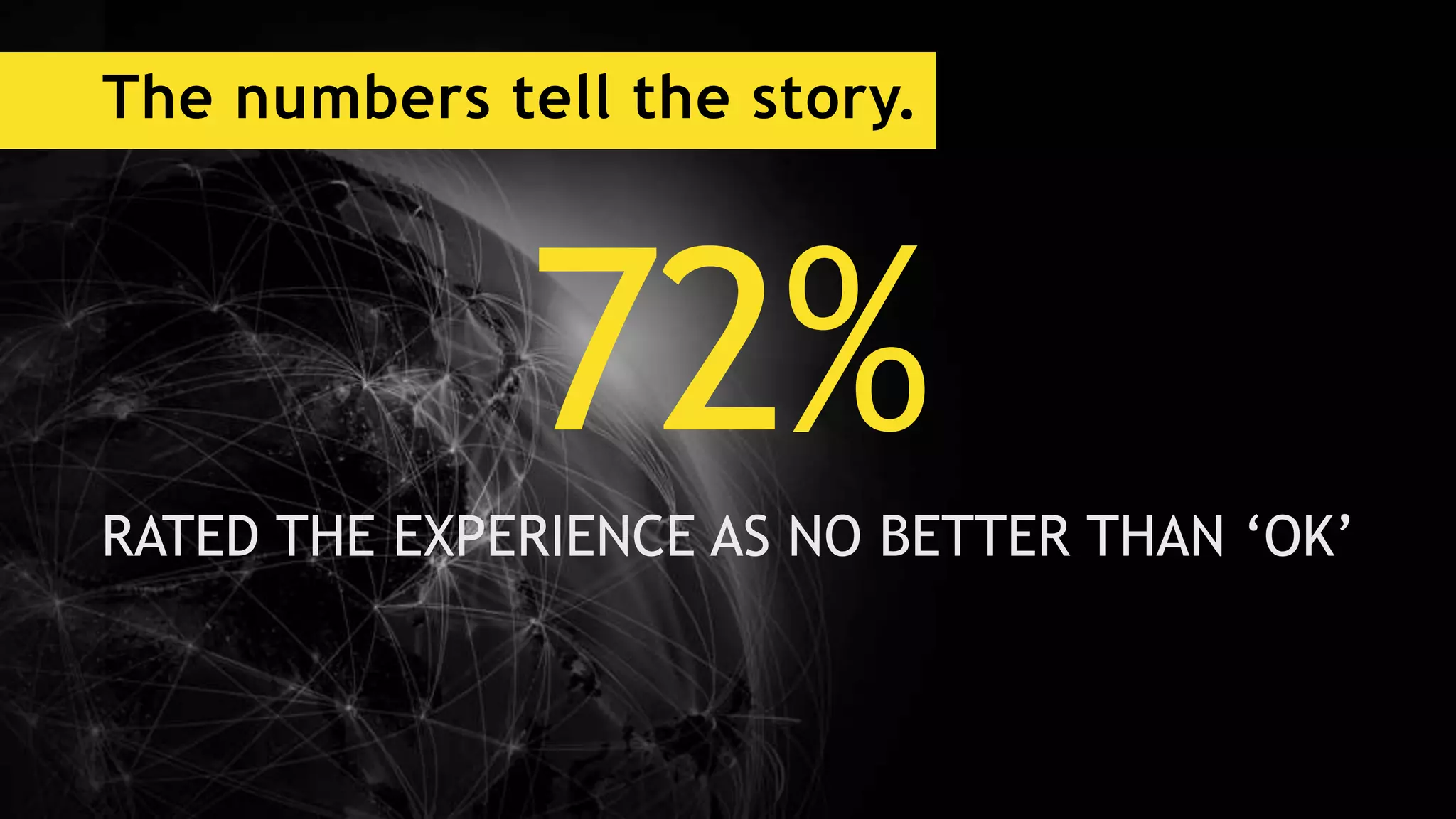 The numbers tell the story.
72%RATED THE EXPERIENCE AS NO BETTER THAN ‘OK’
 