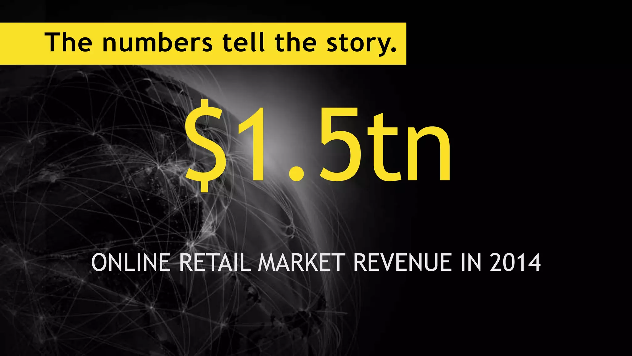 The numbers tell the story.
$1.5tn
ONLINE RETAIL MARKET REVENUE IN 2014
 