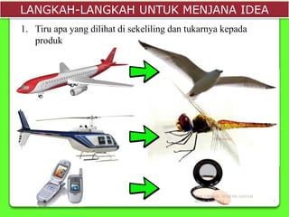 LANGKAH-LANGKAH UNTUK MENJANA IDEA
1. Tiru apa yang dilihat di sekeliling dan tukarnya kepada
produk
SMK CHANIS, 26700 MUADZAM
SHAH, PAHANG 5
 