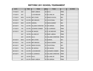 Rbtt 2011 schedule