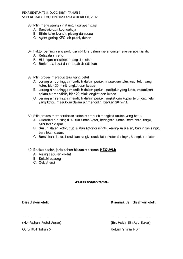 soalan Rbt tahun 5