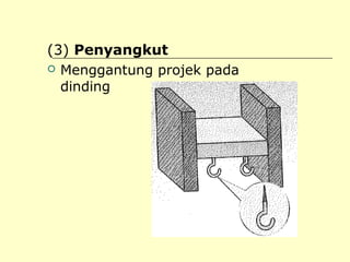 (3) Penyangkut
 Menggantung projek pada
dinding

 