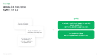 05UX모델링
검색기능으로원하는정보에

도달하는시간감소
메뉴에대한기본적인정보를 
앱내에서볼수있으면좋겠다.
메뉴,맛,가격,영양학적특성,상황등 
다양한키워드로검색이가능하면좋겠다.
내가원하는메뉴가정확할때는 
여러페이지를거치지않고 
바로해당메뉴에도달할수있도록 
검색기능이있으면좋겠다.
인사이트
맛,재료,상황등다양한키워드로검색할수있는검색기능에 
영양성분필터를추가하여 
사용자가원하는정보에빨리도달할수있도록한다.
가격정보와각메뉴의특징을 
메뉴리스트와상세페이지에서확인할수있게한다.
서브웨이UI/UX개선프로젝트 33
 