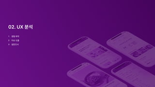 1 경험 파악
2 이슈 도출
3 설문조사
02. UX 분석
 