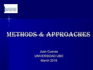 MethodsMethods & ApproAches& ApproAches
Juan CuevasJuan Cuevas
UNIVERSIDAD UBOUNIVERSIDAD UBO
MarchMarch 20192019
Adapted from: Harmer, Jeremy (2015). The Practice of English Language Teaching, Pearson
 
