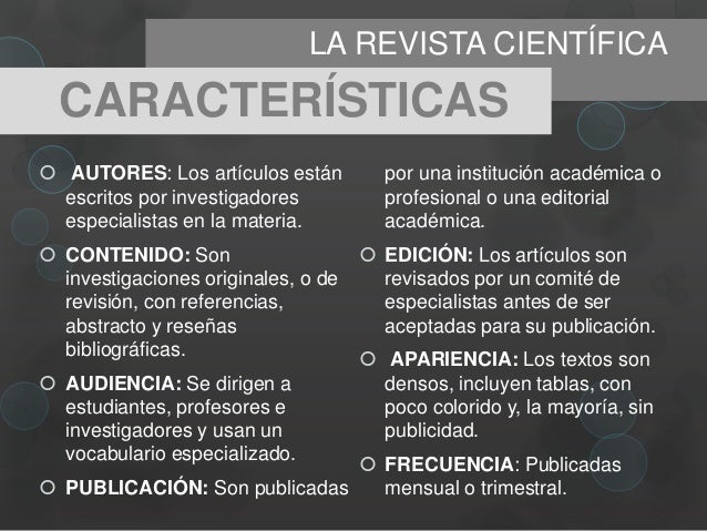 LA REVISTA CIENTÍFICA