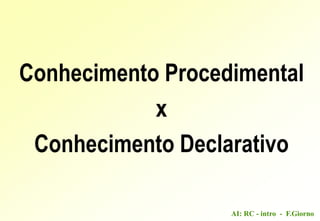 AI: RC - intro - F.Giorno
Conhecimento Procedimental
x
Conhecimento Declarativo
 
