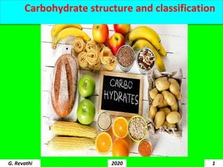 Carbohydrate structure and classification
1G. Revathi 2020
1
 