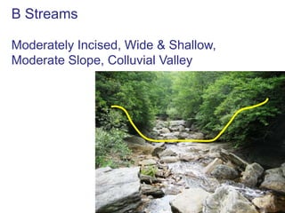 Rosgen Classification of Natural RiversDimension (cross-section)Pattern (plan form)Profile (bed form)Bed material (substrate)