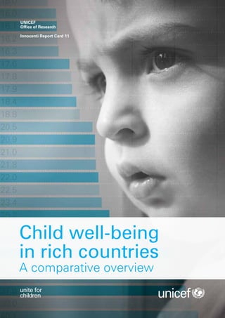 UNICEF
Office of Research

Innocenti Report Card 11




Child well-being
in rich countries
A comparative overview
 