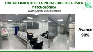 LABORATORIO DE ENFERMERIA
MADERAMEN CANCHA
COLISEO
FORTALECIMIENTO DE LA INFRAESTRUCTURA FÍSICA
Y TECNOLÓGICA
Avance
90%
 