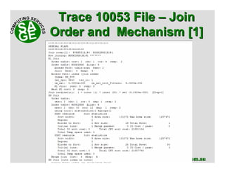 www.sagecomputing.com.auwww.sagecomputing.com.au
Trace 10053 FileTrace 10053 File –– JoinJoin
Order and Mechanism [1]Order and Mechanism [1]
 