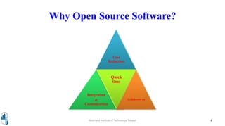 Walchand Institute of Technology, Solapur 4
Cost
Reduction
Integration
&
Customization
Quick
time
Collaborati on
Why Open Source Software?
 
