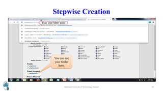 Stepwise Creation
Walchand Institute of Technology, Solapur 13
You can see
your folder
here.
Type your folder name
 